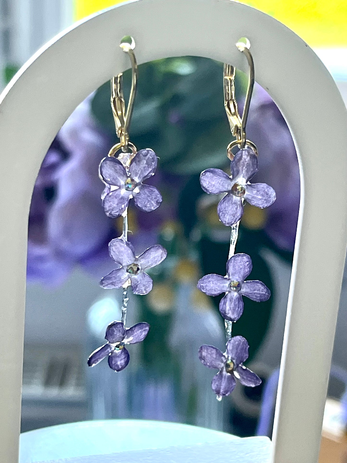 Boucles d’oreilles en fleurs de lilas naturelles