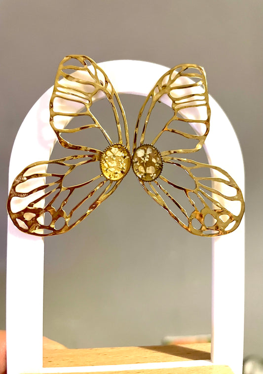 Boucles d’oreilles ailes  de papillons & carotte sauvage - Aux fleurs de Chloé Boucles d’oreilles ailes  de papillons & carotte sauvage Boucles d’oreilles Boucles d’oreilles