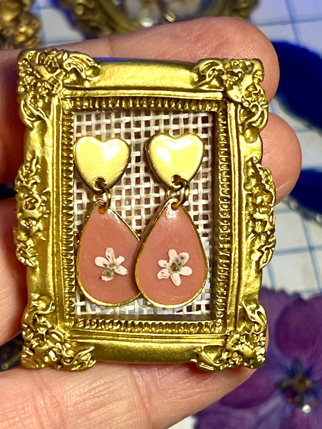Boucles d’oreilles Myosotis – Bijoux à fleurs naturelles