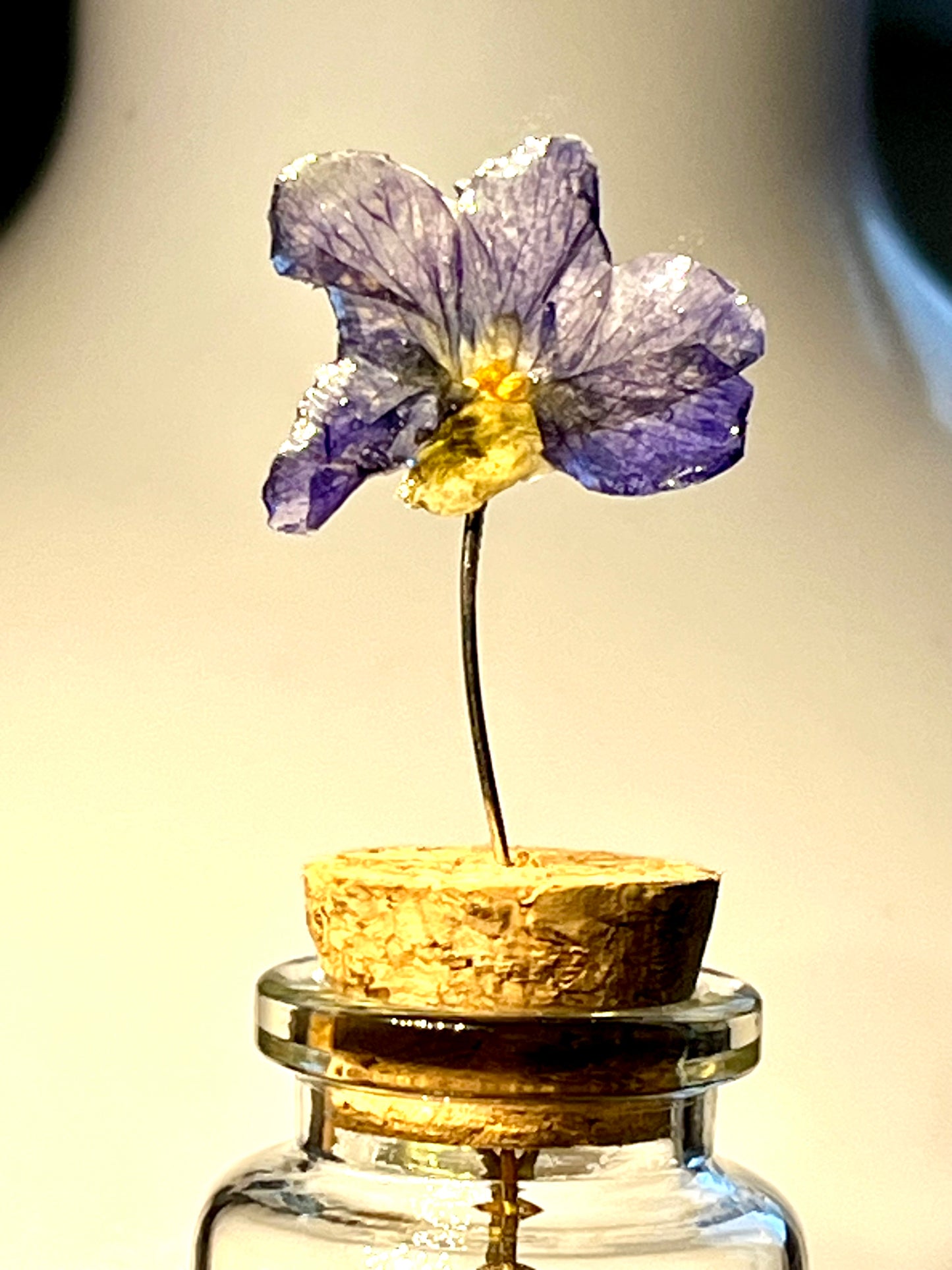 Fiole avec pendentif cœur de pétale d’orchidée