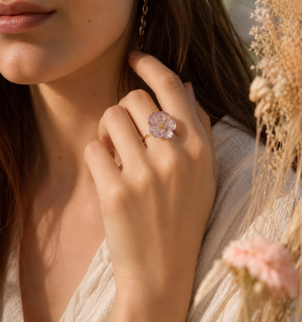 Bague hortensia naturel