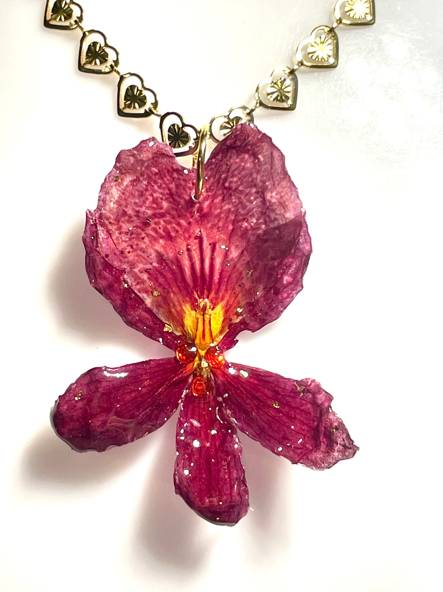 Collier fleur d’ orchidée Cattleya