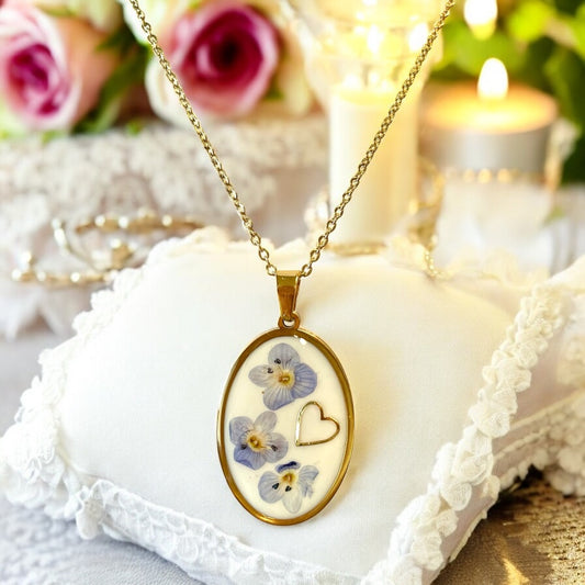 Pendentif médaillon doré duo Véronique & coeur