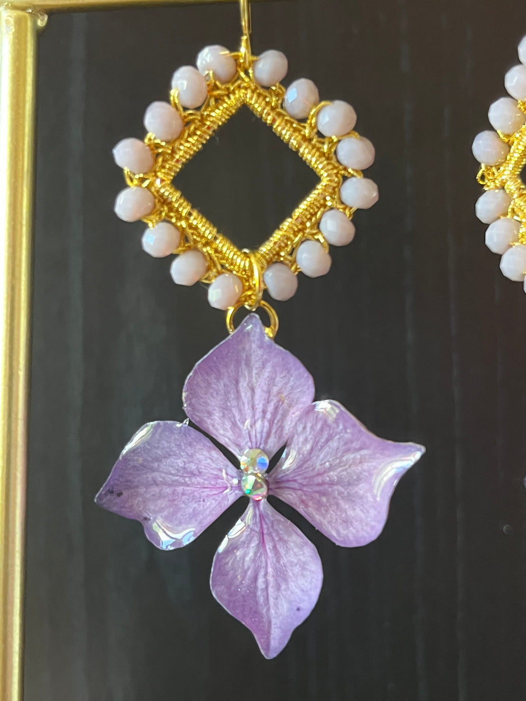 Boucles d’oreilles Hortensia & Perles au crochet