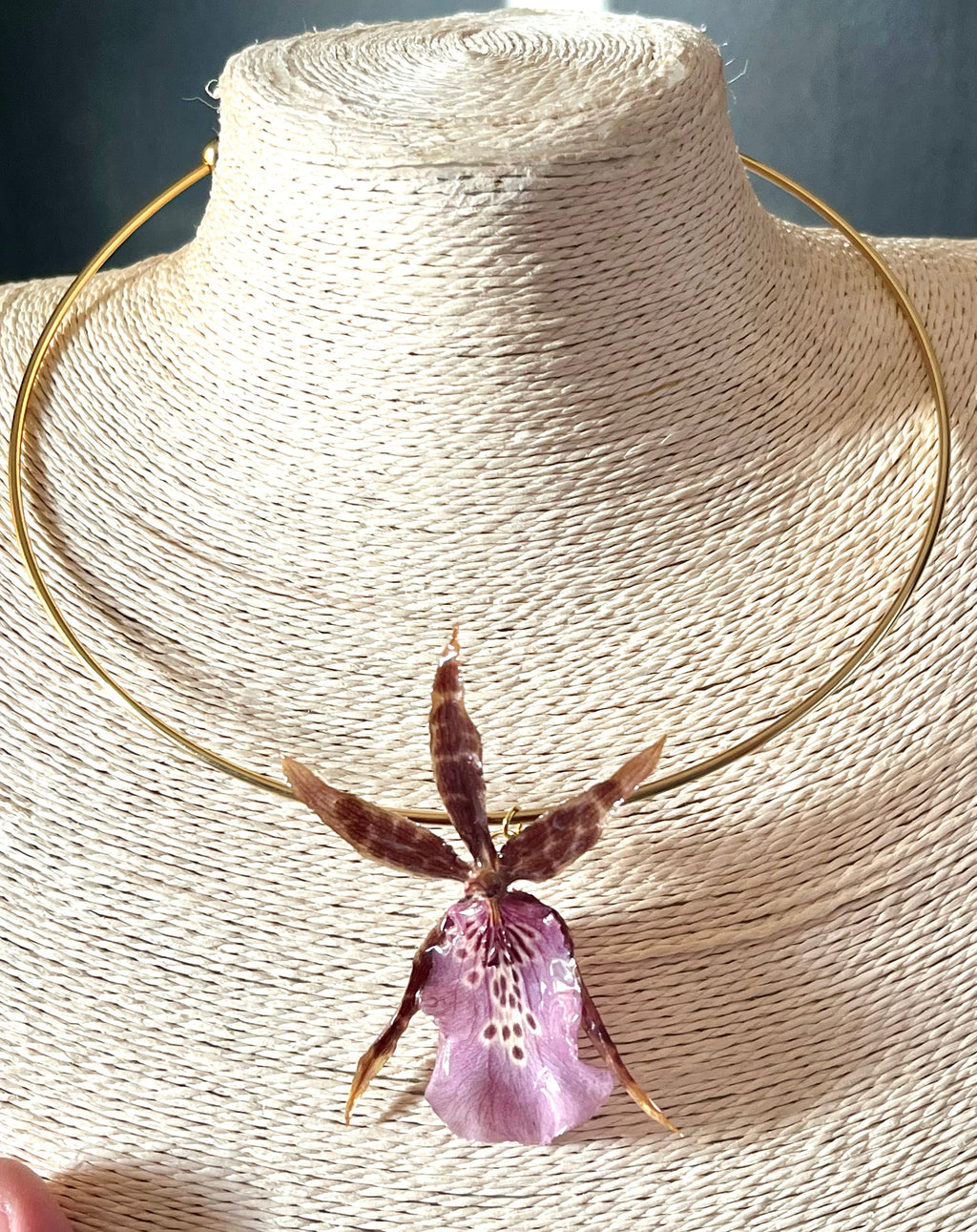 Collier Orchidée Araignée Éternelle – Fleur naturelle résinée