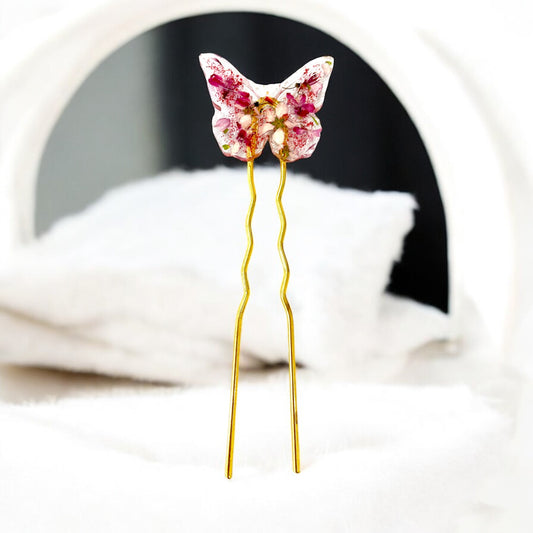 Épingle chignon Papillon fleurs de Groseilliers