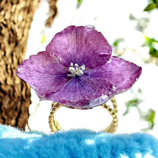 Bague fleur Hortensia rose