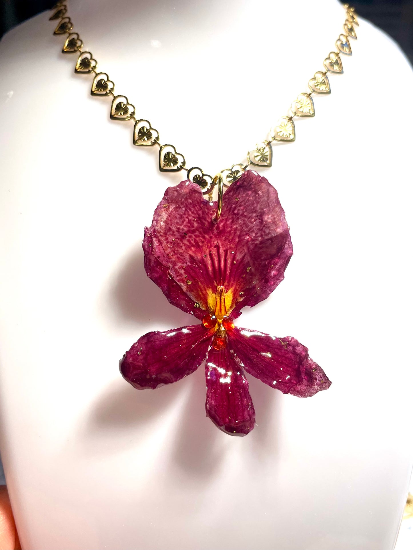 Collier fleur d’ orchidée Cattleya