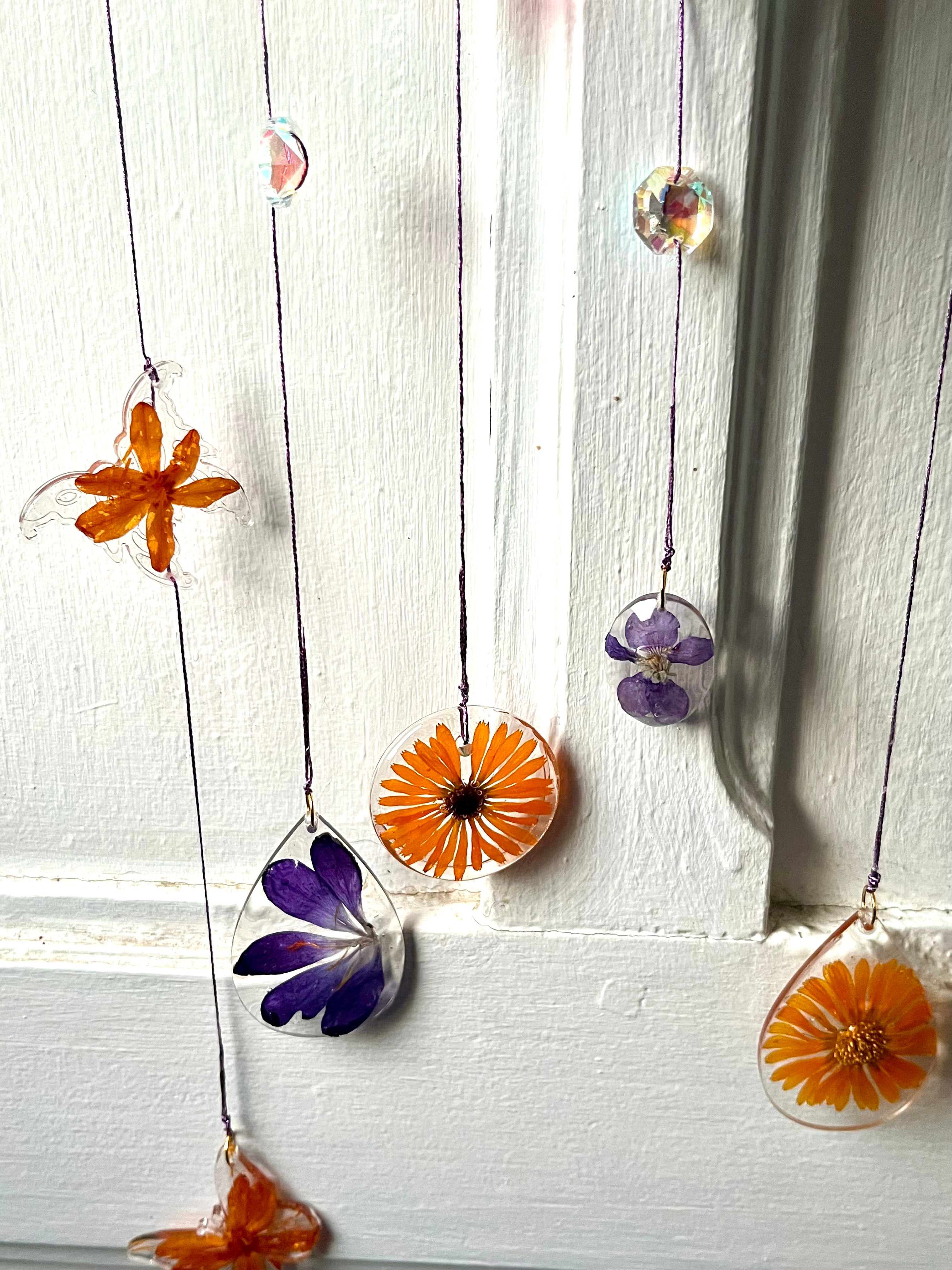 Driftwood and natural flower hanging decoration