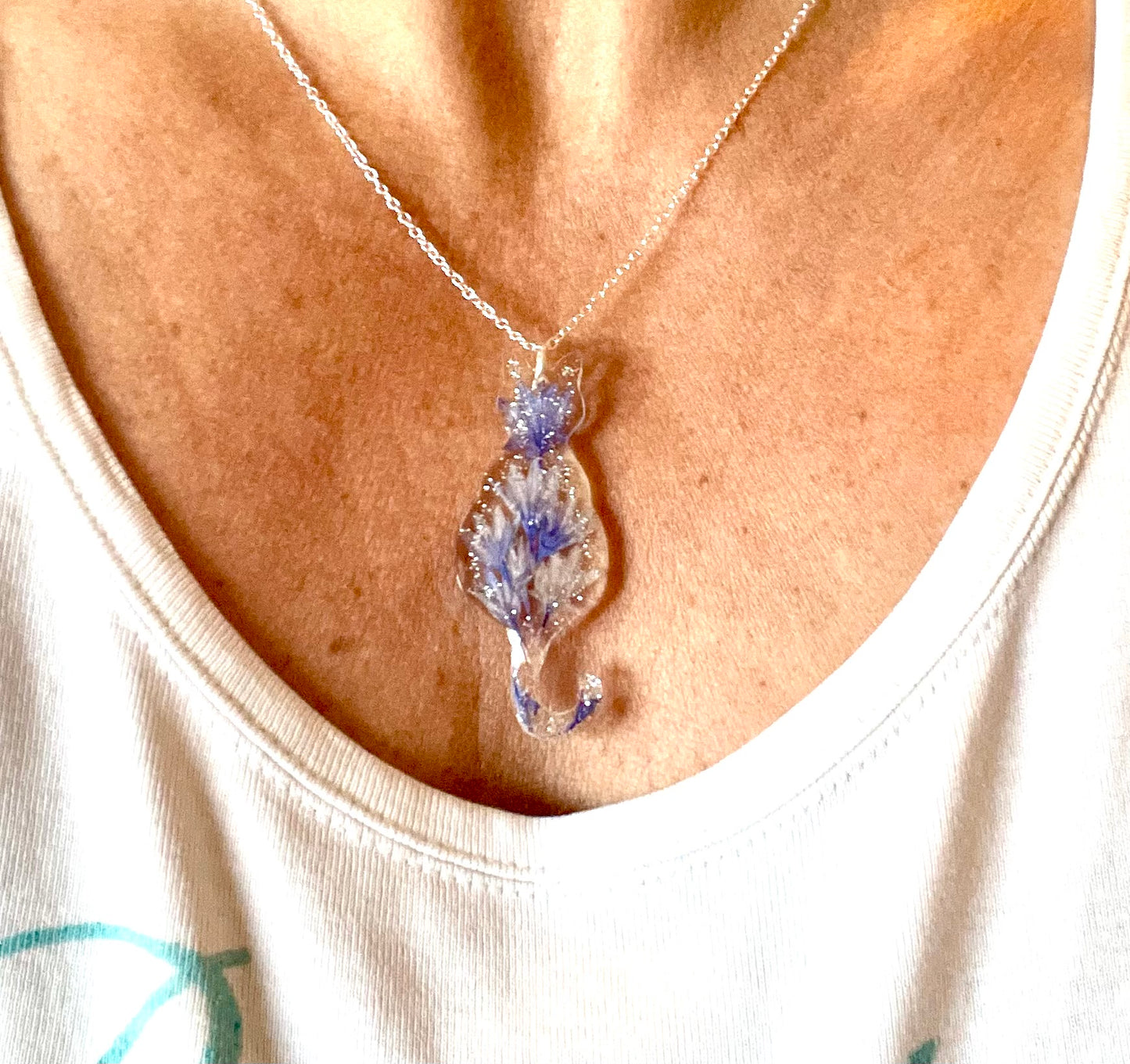 Collier Chat Pétales de Centaurée