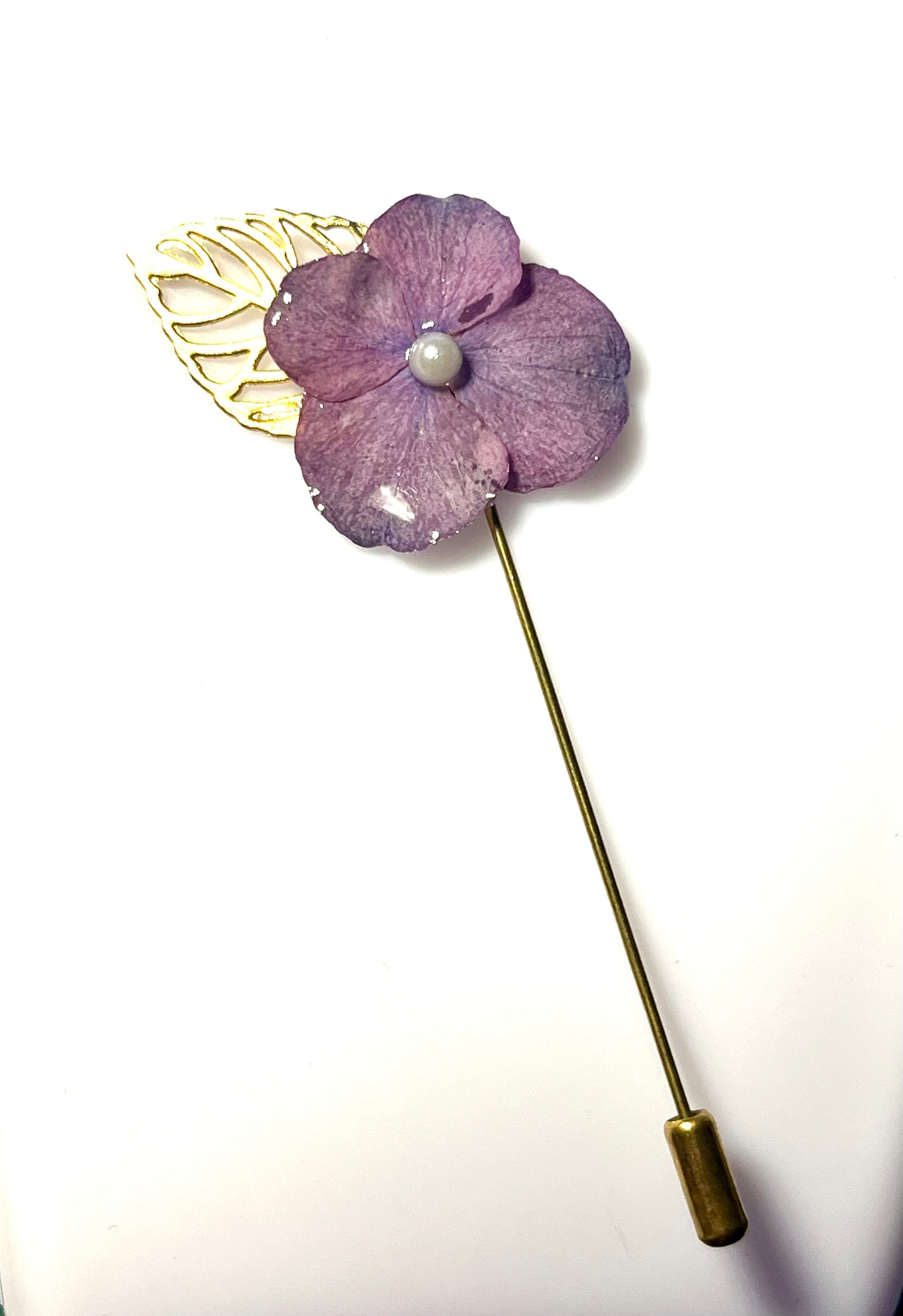 Épingle broche hortensia rose