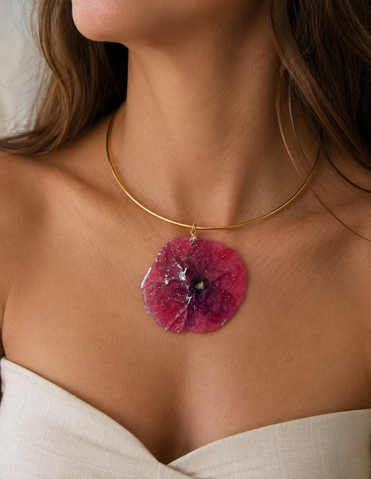 Collier Floral Coquelicot éternel