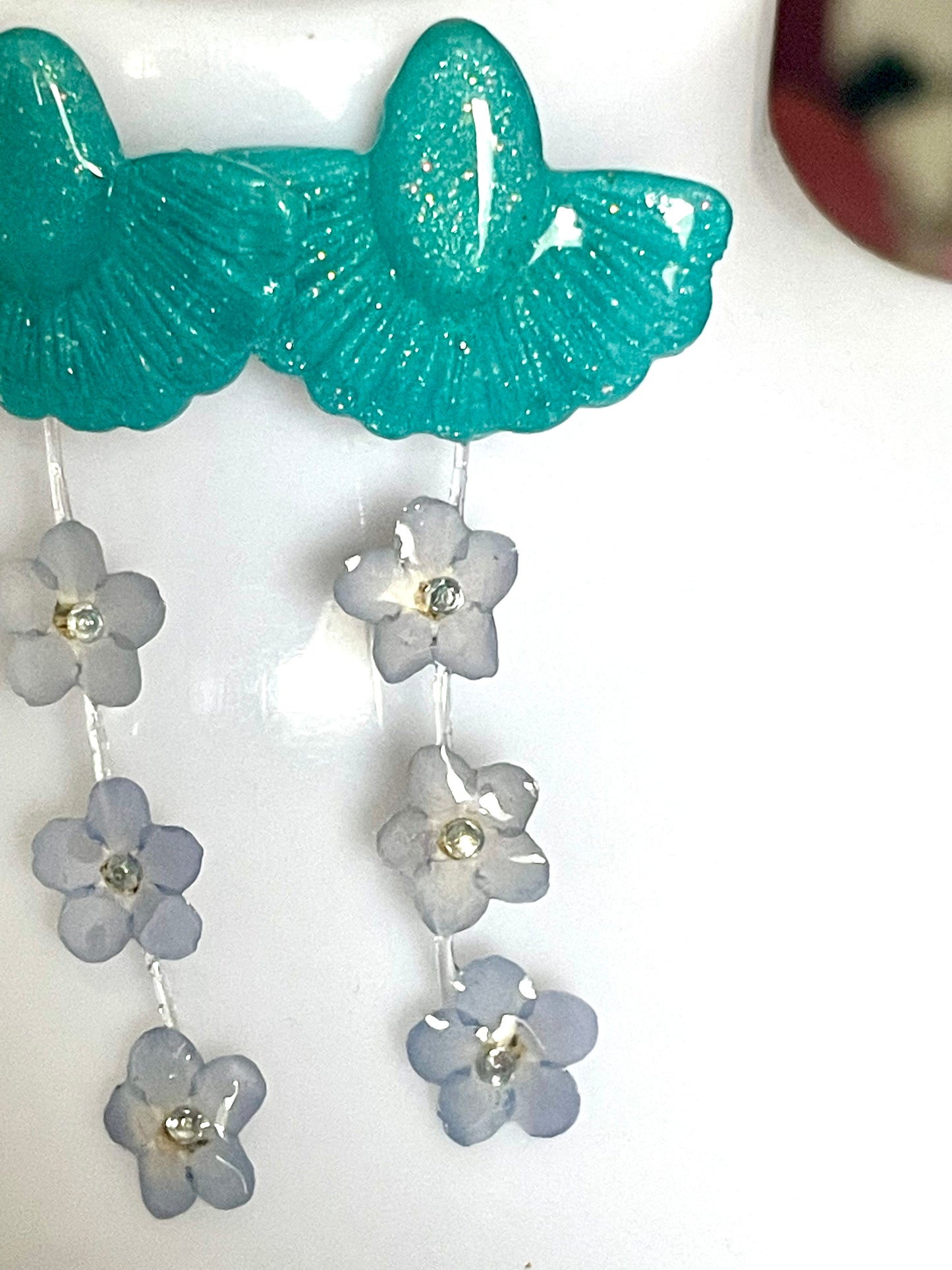 Boucles d’oreilles myosotis & argile polymère