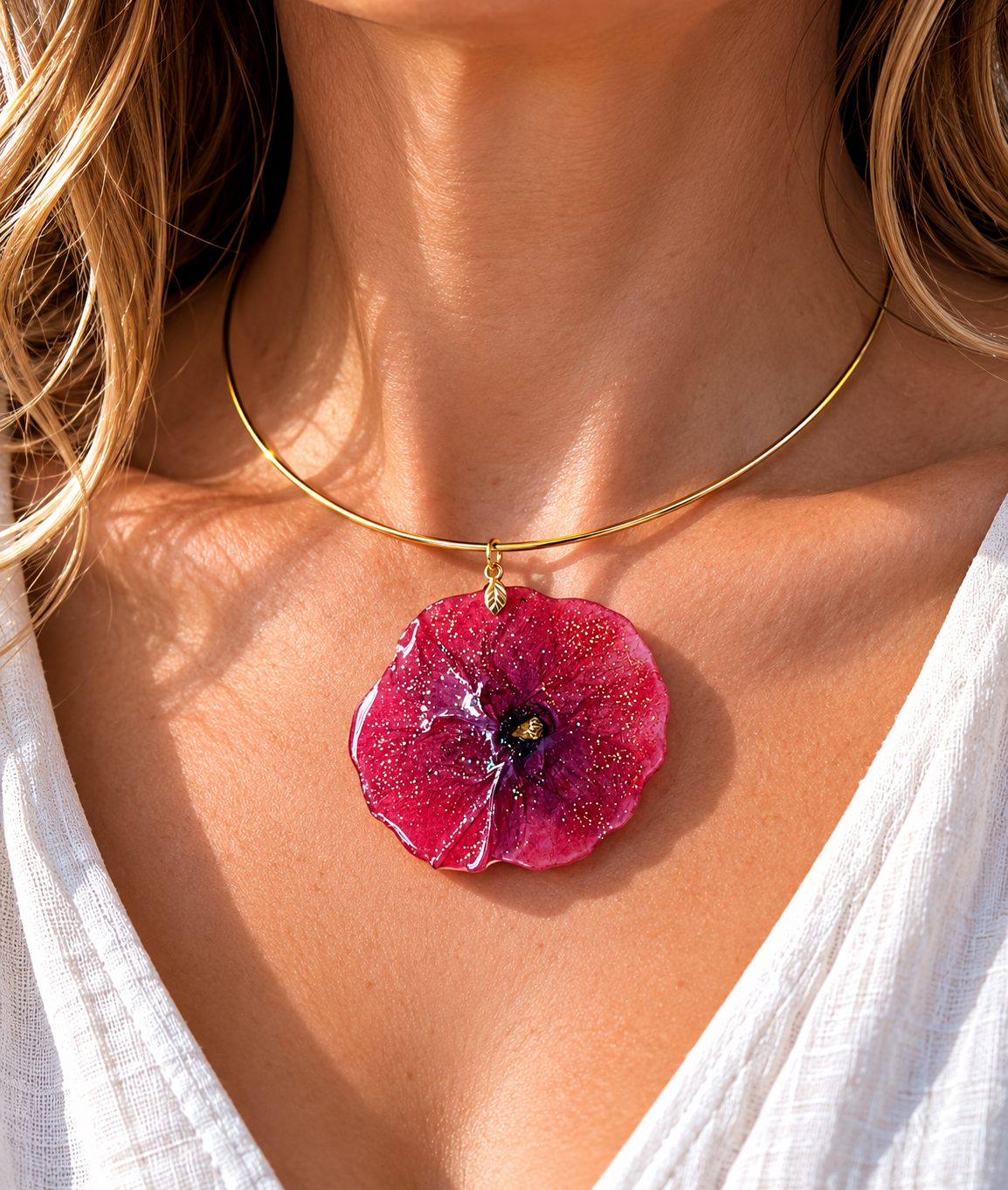 Collier Floral Coquelicot éternel