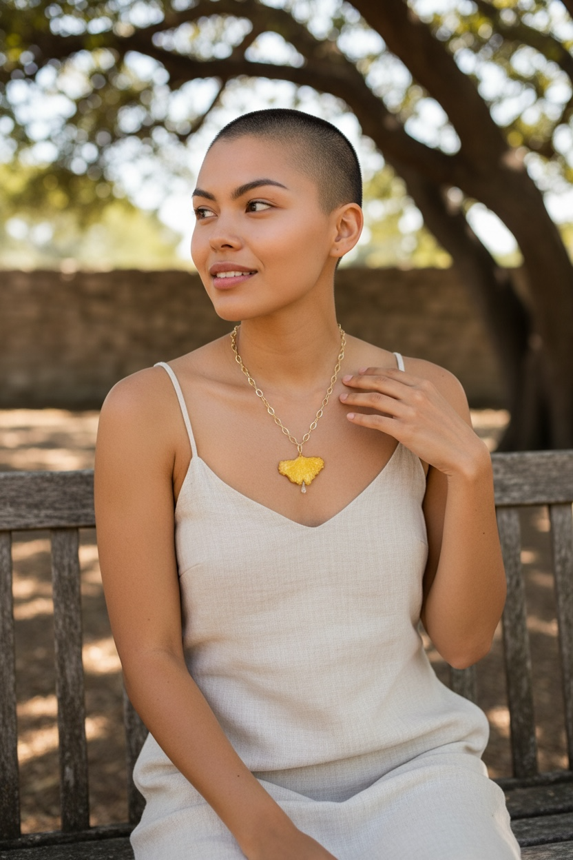 Collier feuille de Ginkgo & goutte Swarovski - Aux fleurs de Chloé Collier feuille de Ginkgo & goutte Swarovski Collier Collier