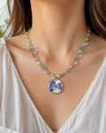 🌸 Collier Fleur de Lin & Perles au Crochet- “Un fragment de nature à porter sur soi”