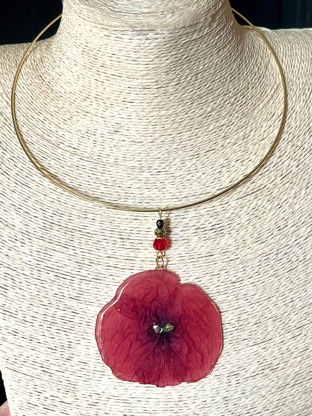 Collier Coquelicot – Fleur Naturelle Préservée