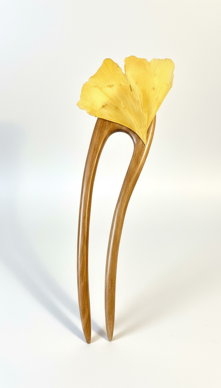 Pic à chignon en bois Ginkgo - Aux fleurs de Chloé Pic à chignon en bois Ginkgo Epingle à cheveux Epingle à cheveux