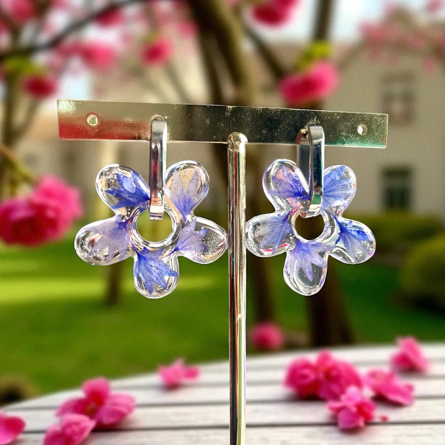 Grandes pampilles Centaurée bleue