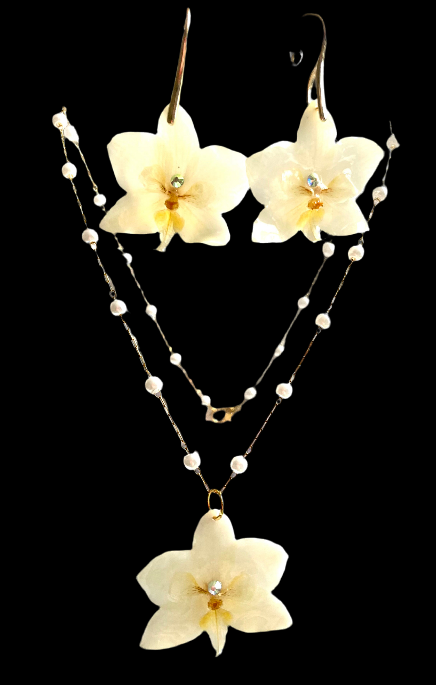 Parure bijoux fleurs Orchidée