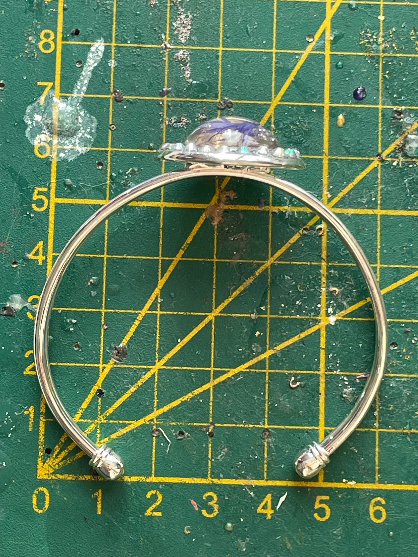 Bracelet manchette Bleuet & strass