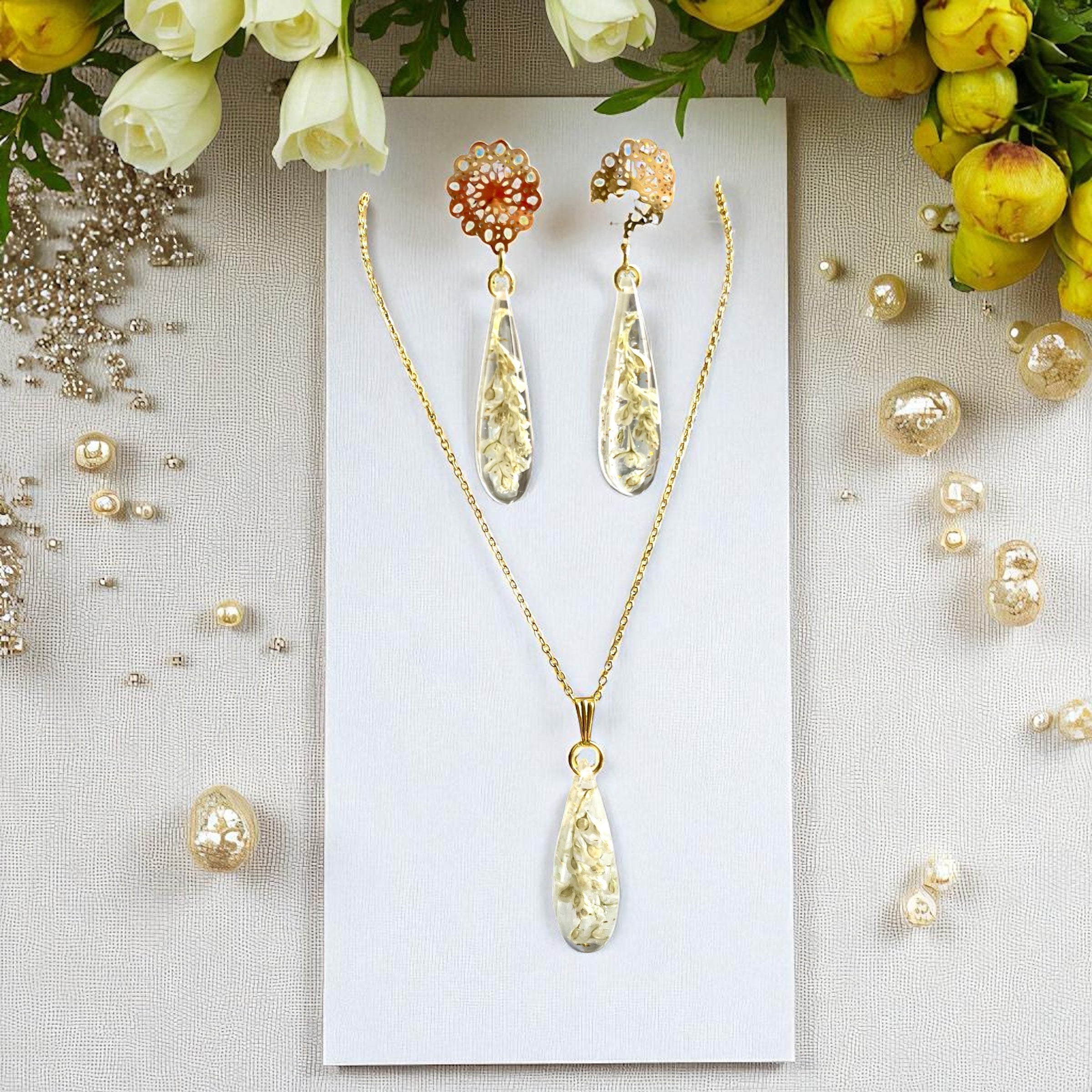Parure bijoux Renouée blanche - Aux fleurs de Chloé Parure bijoux Renouée blanche Parure bijoux Parure bijoux