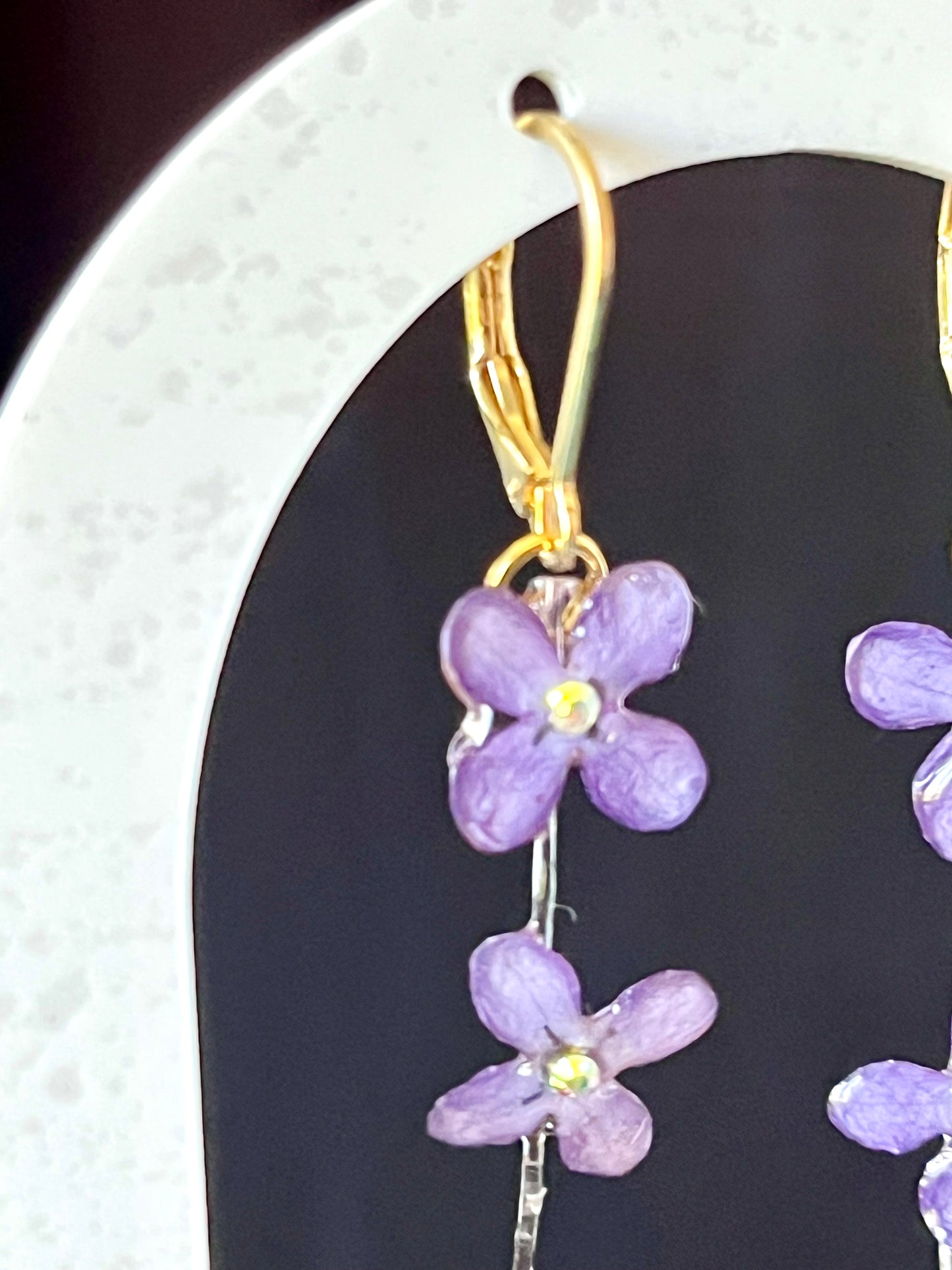 Boucles d’oreilles en fleurs de lilas naturelles