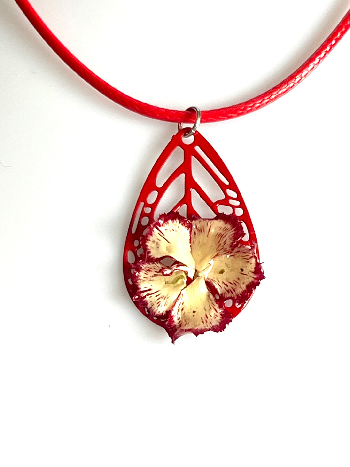 Collier fleur œillet bicolore