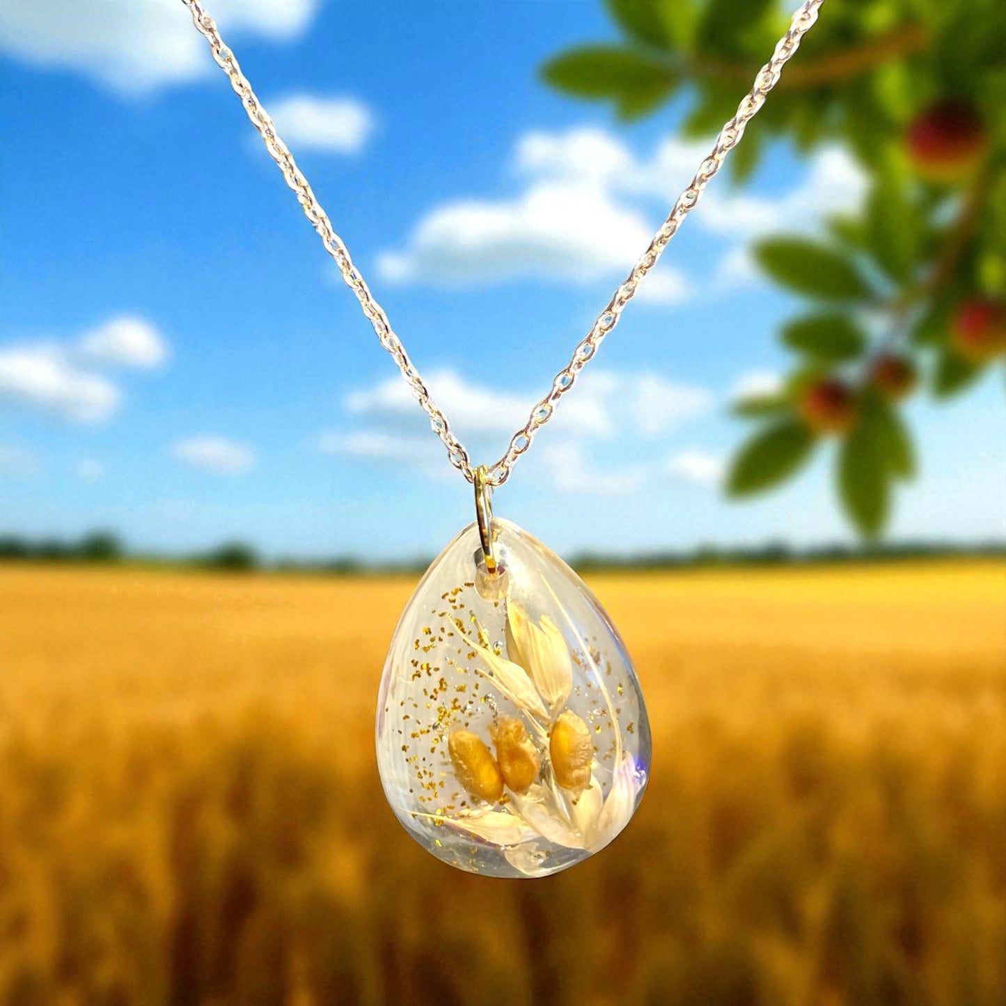 Collier pendentif goutte de Blé