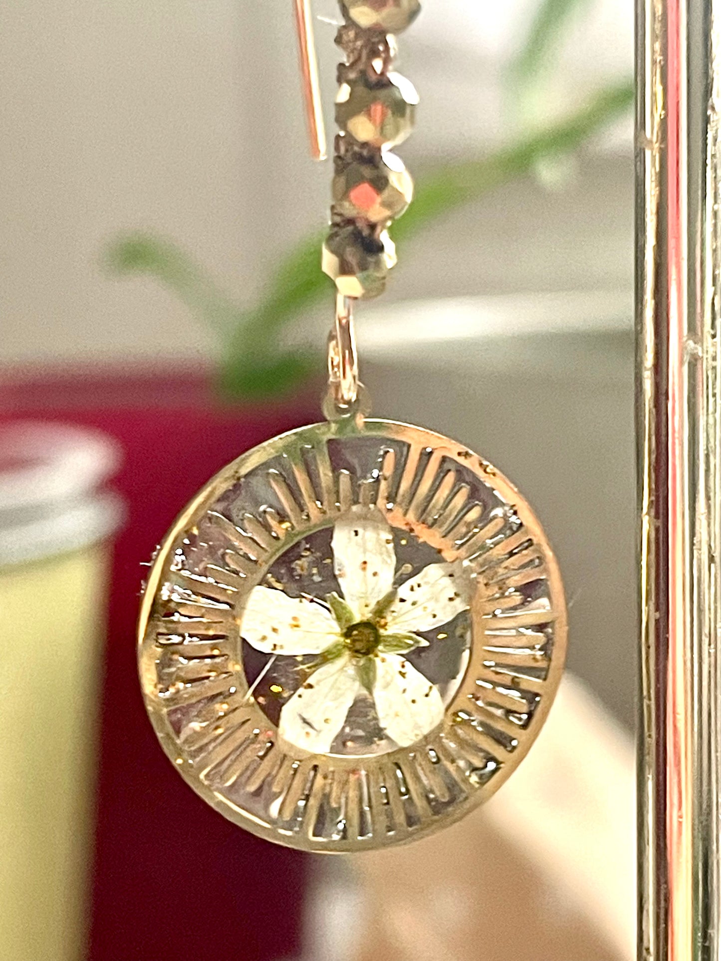 Boucles d’oreilles bronze fleurs de saxifrage