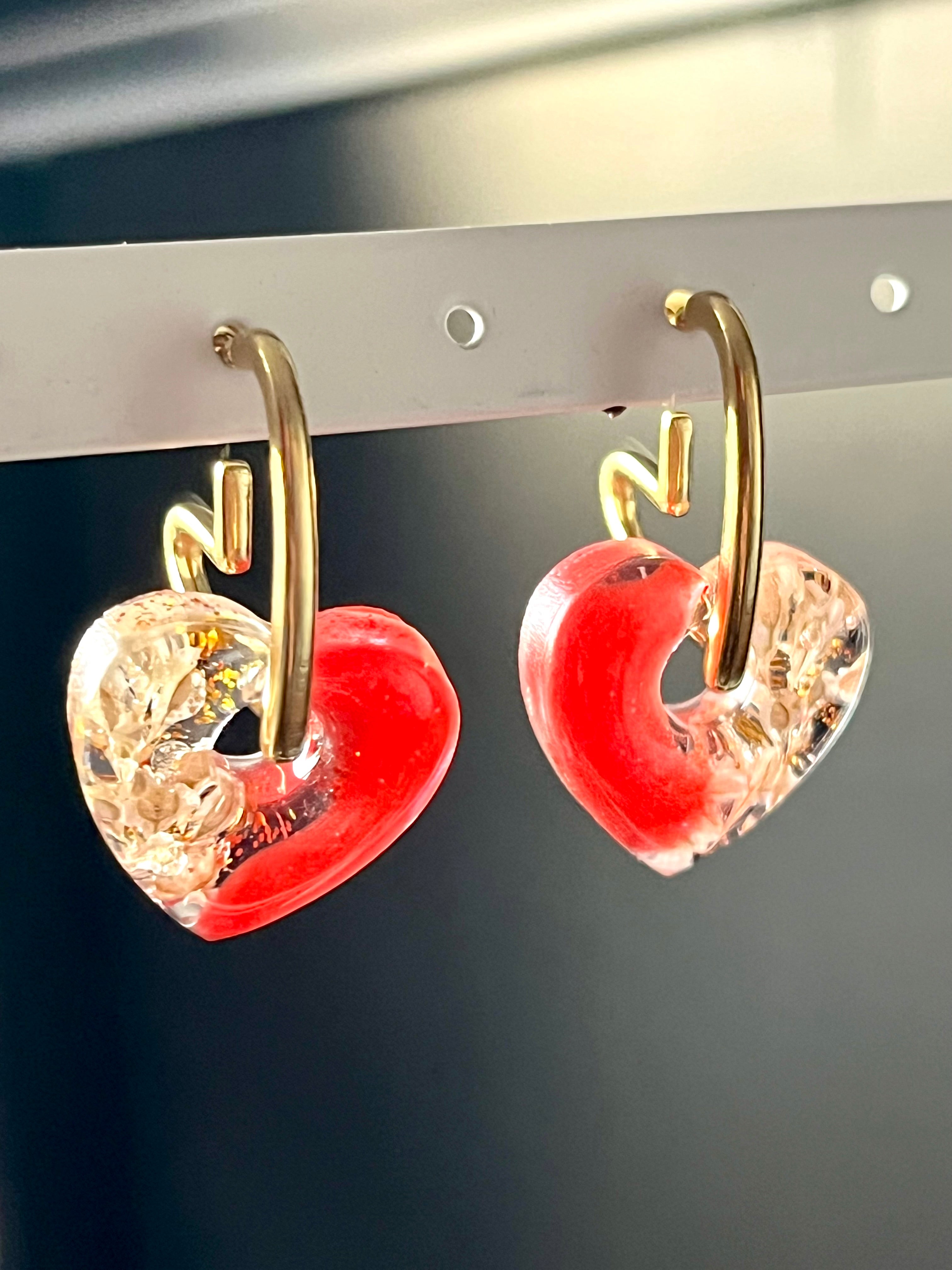 Boucles d’oreilles Pampilles Cœur de Renouée – Fleurs naturelles & résine
