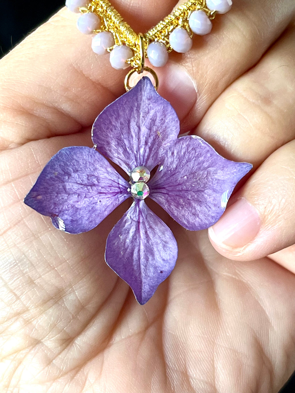 Boucles d’oreilles Hortensia & Perles au crochet