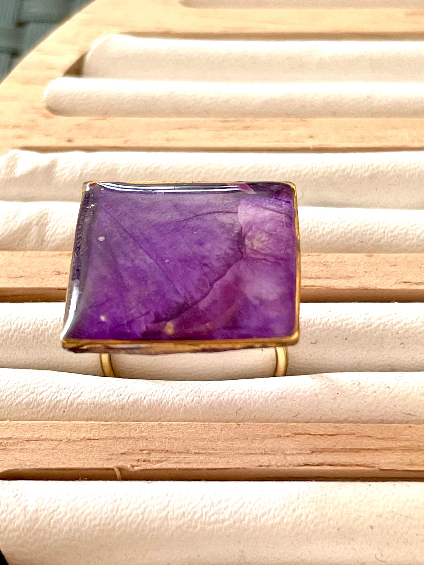 Bague pétales pensée violette
