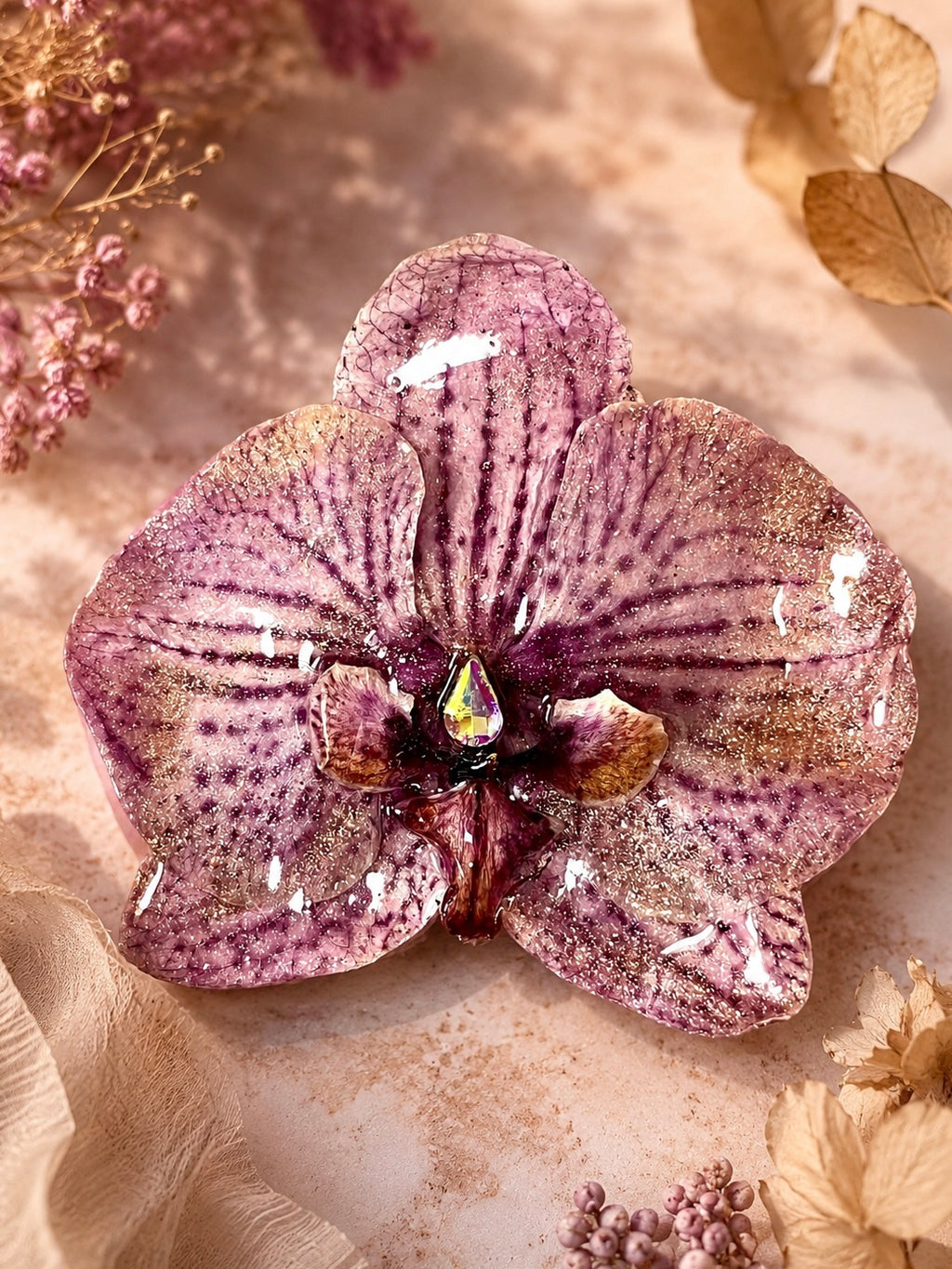 Broche orquidée fleurie