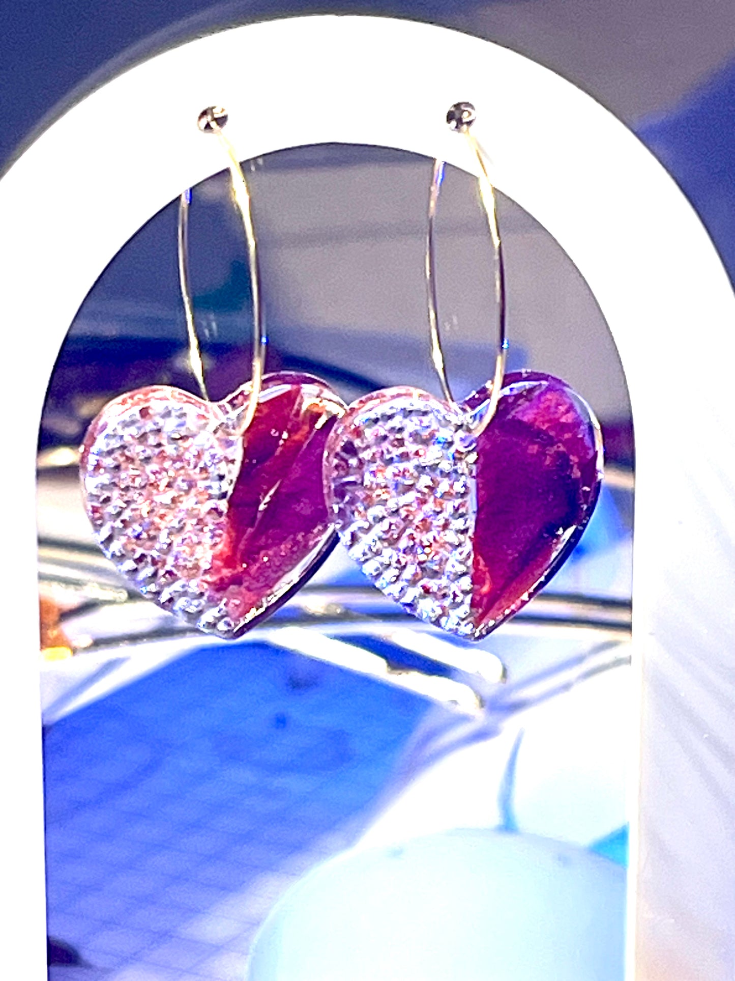 Boucles d’oreilles créoles cœurs de Camélia