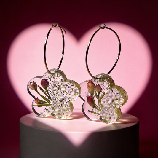 Boucles d’oreilles créoles fleurs de Wax