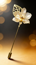 Épingle broche mini orchidée blanche