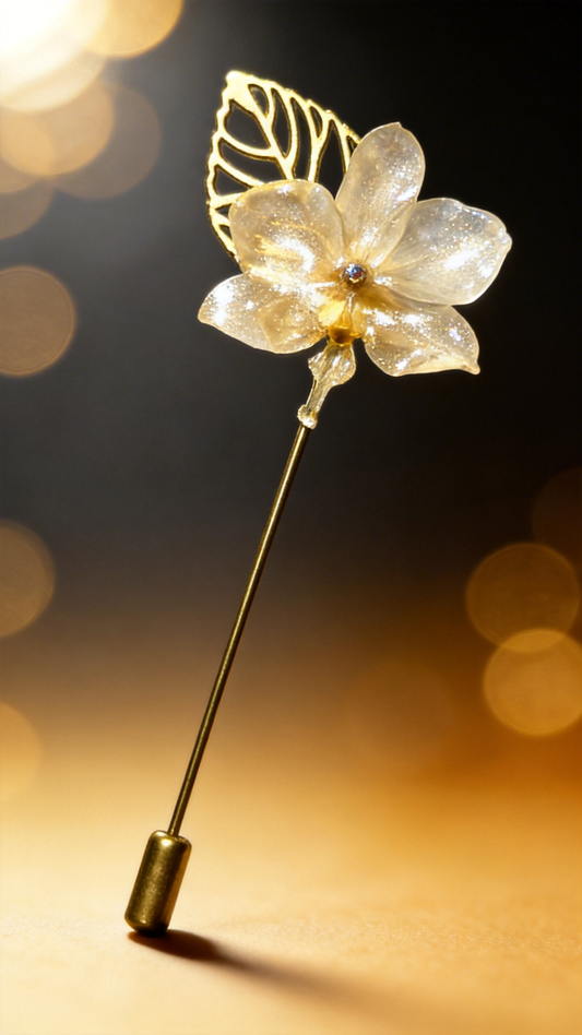 Épingle broche mini orchidée blanche
