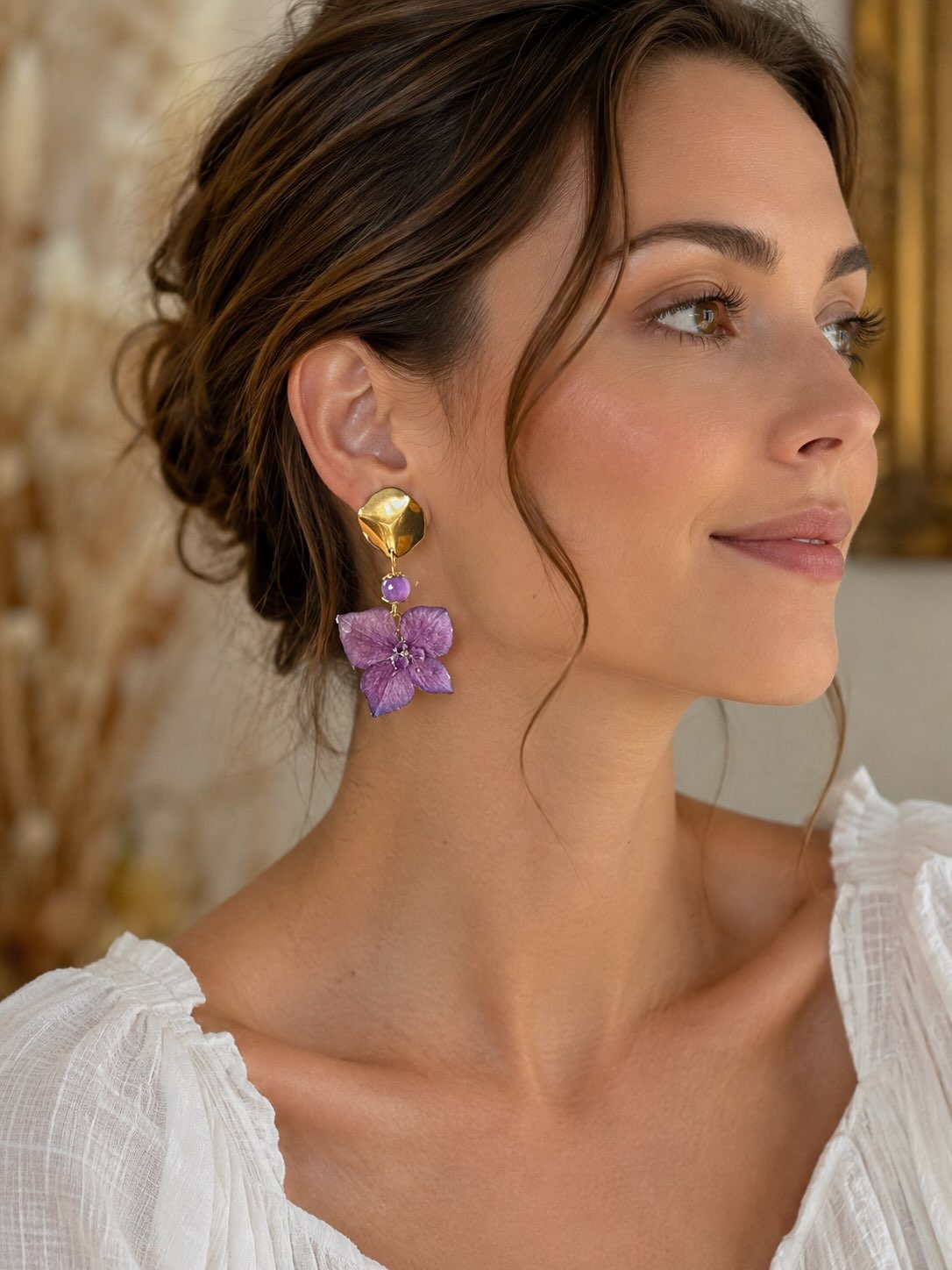 Boucles d’oreilles Hortensia & Améthyste