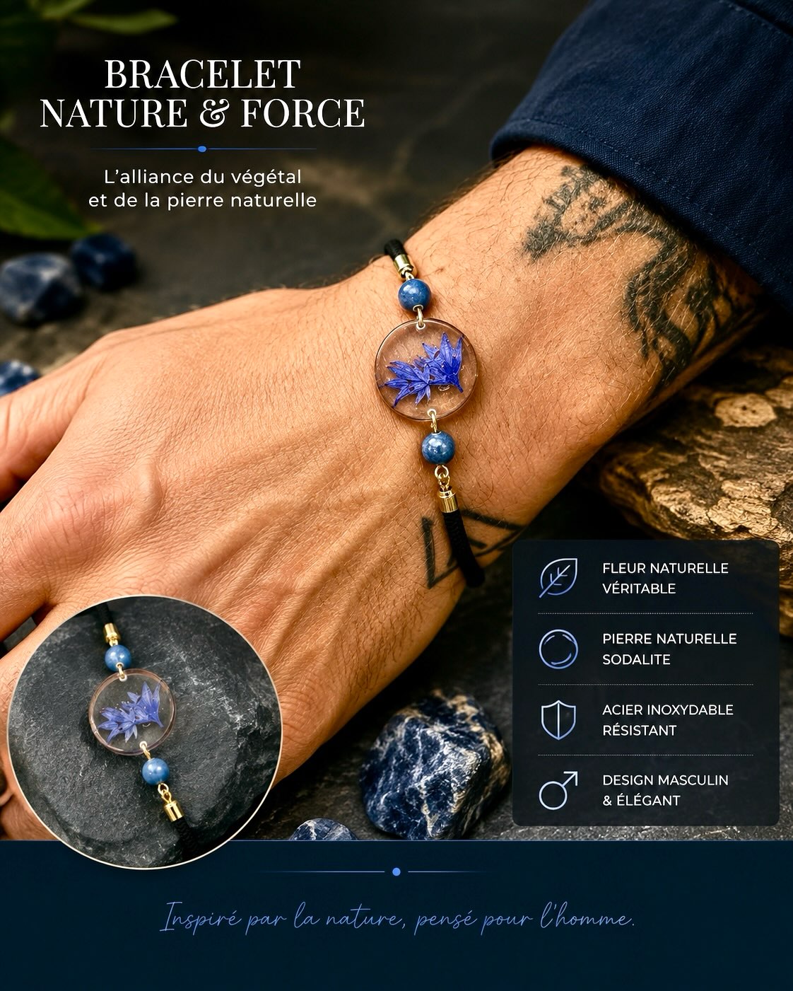 Bracelet Bleuet & sodalite