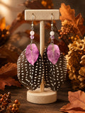 Boucles d’oreilles Bougainvilliers & plumes