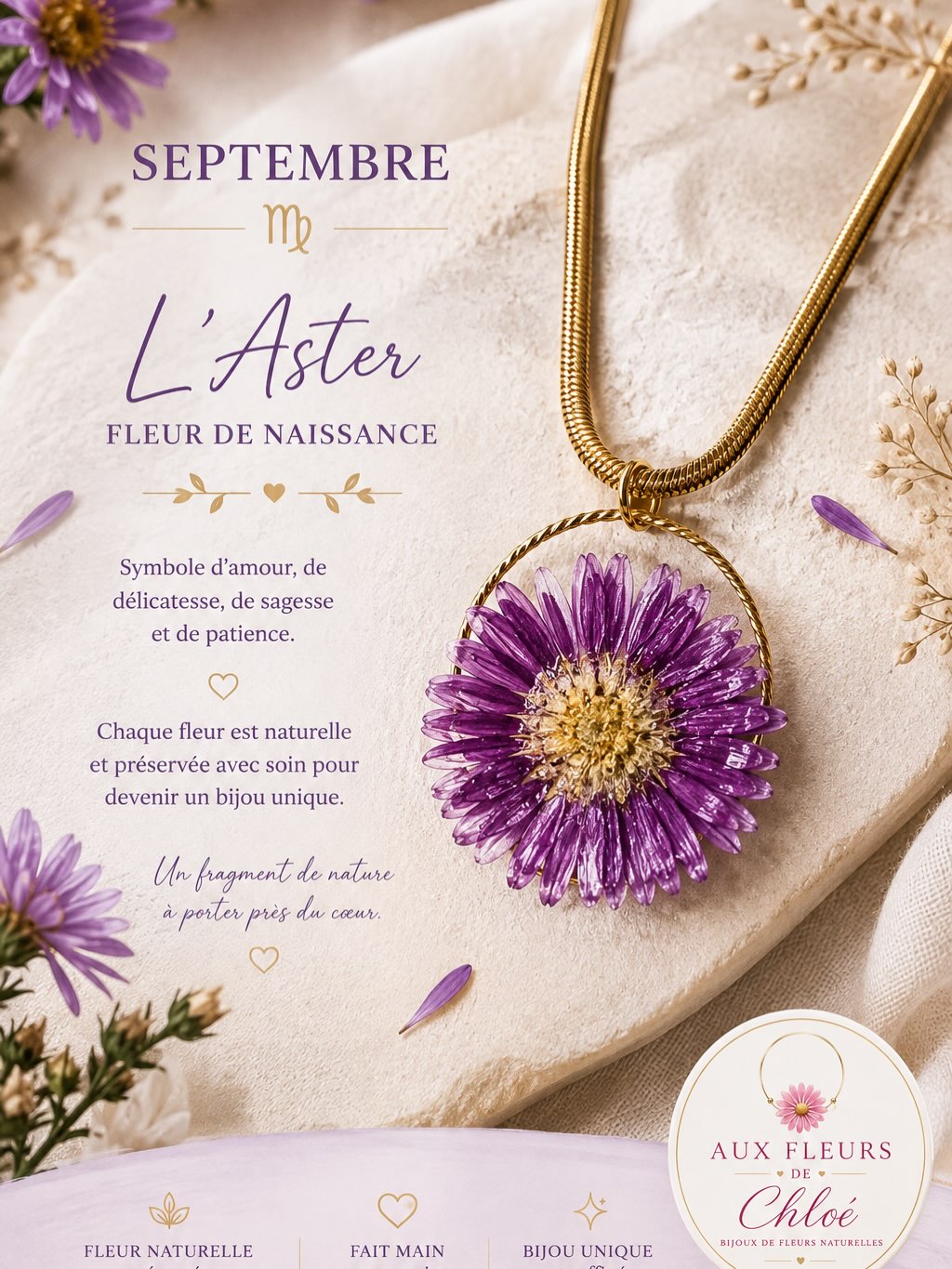 Collier éclat de Septembre Aster