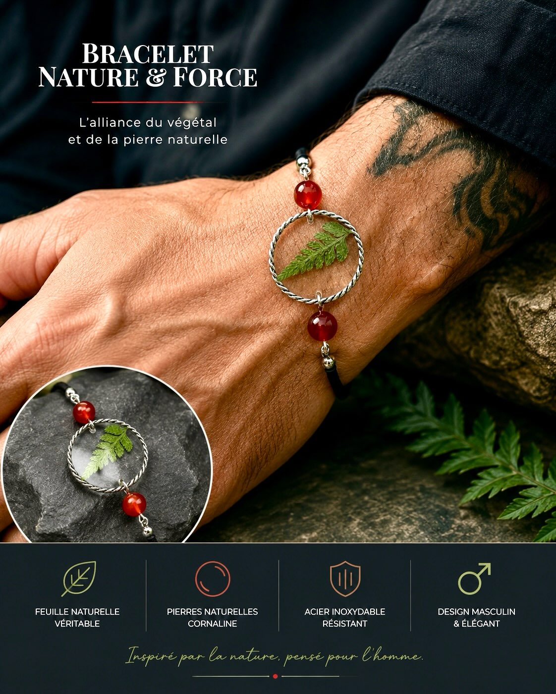 Bracelet Fougère & Cornaline