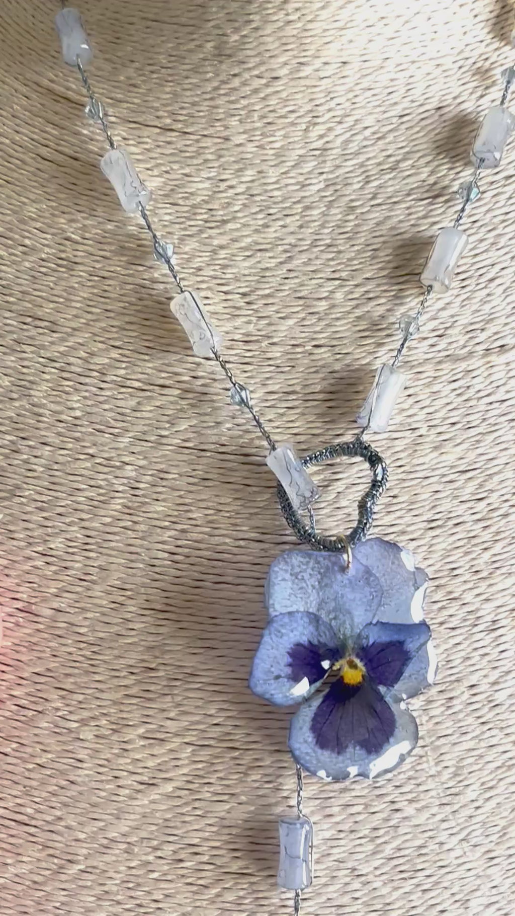 Blue Pansy Pendant Necklace – Pressed Natural Flower
