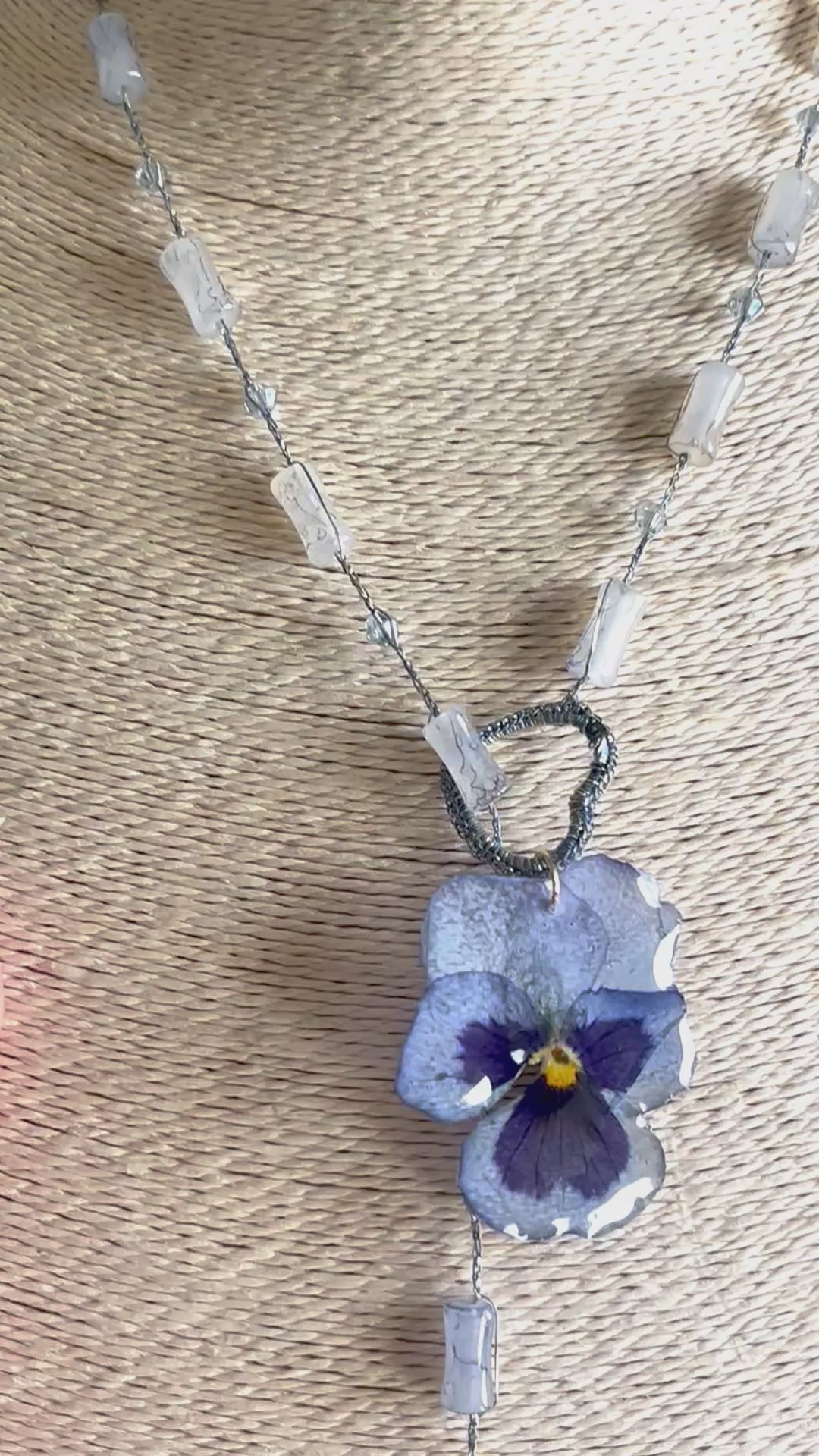 Blue Pansy Pendant Necklace – Pressed Natural Flower