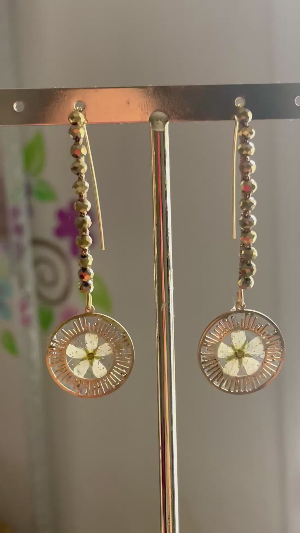 Bronze saxifrage flower earrings