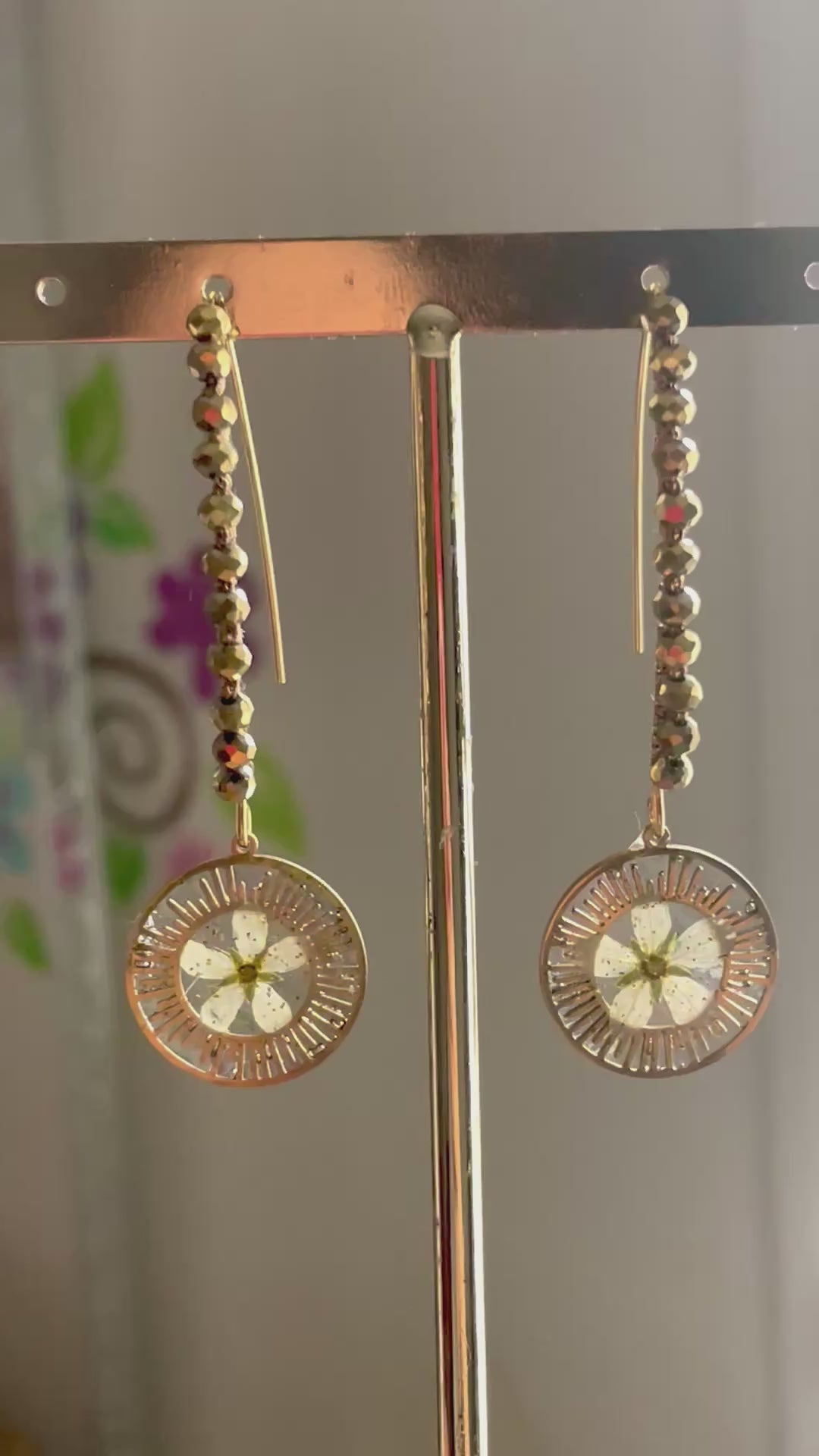Bronze saxifrage flower earrings
